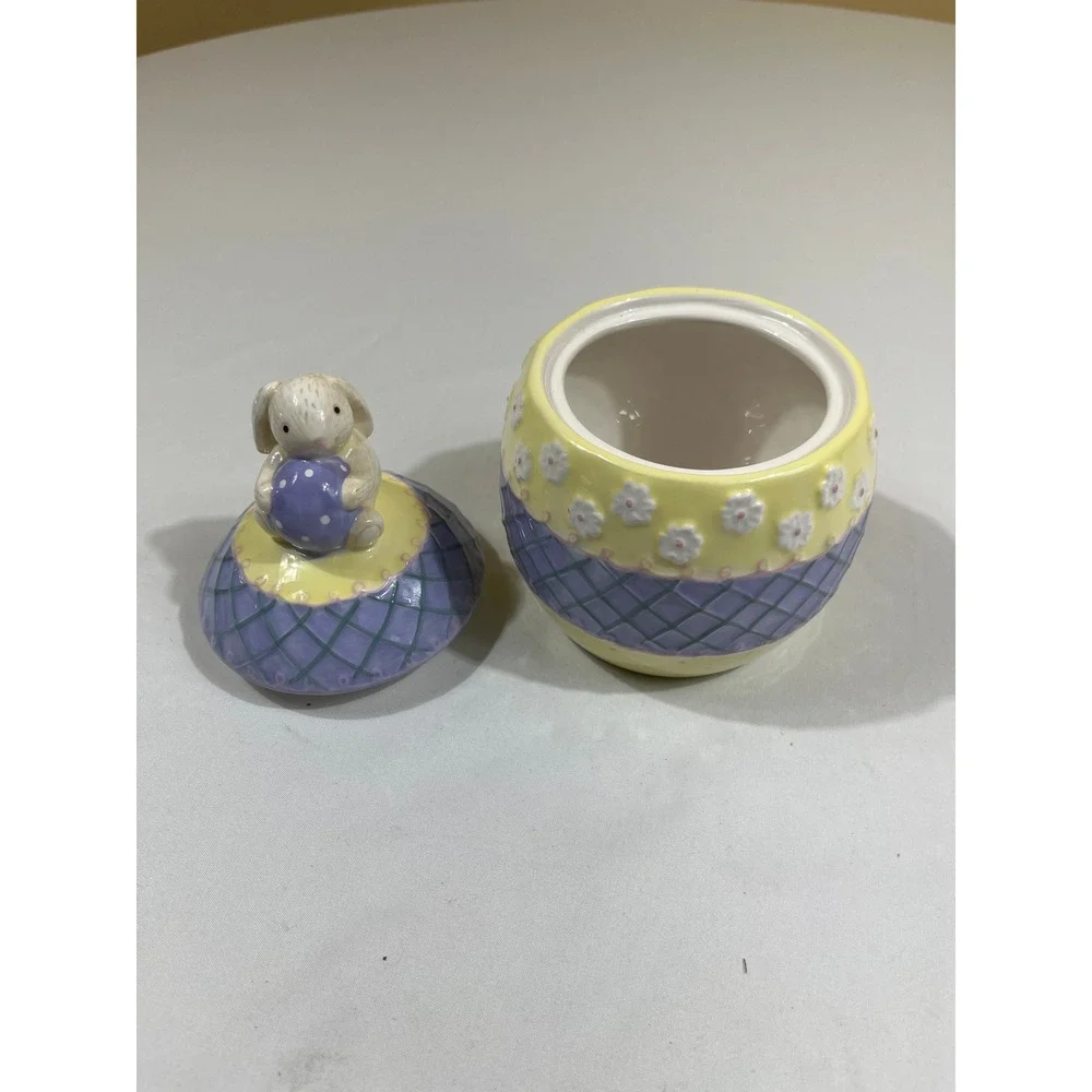 Hallmark Candy Dish Easter Egg Bunny Ceramic Jar 1EGP1902 Easter Rabbit Decor